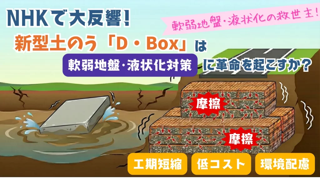 NHKで大反響！新型土のう「D・Box」は軟弱地盤・液状化対策に革命を起こすか？